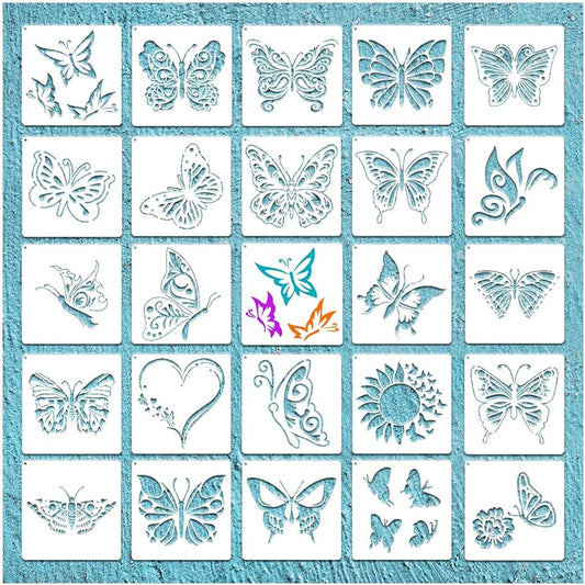 20 Pieces Butterfly Stencil Spring Painting Theme Stencil Template Reusable PET Craft Stencil Butterfly Drawing Template for Painting Fans Craft DIY Lover Beginner Home Decoration