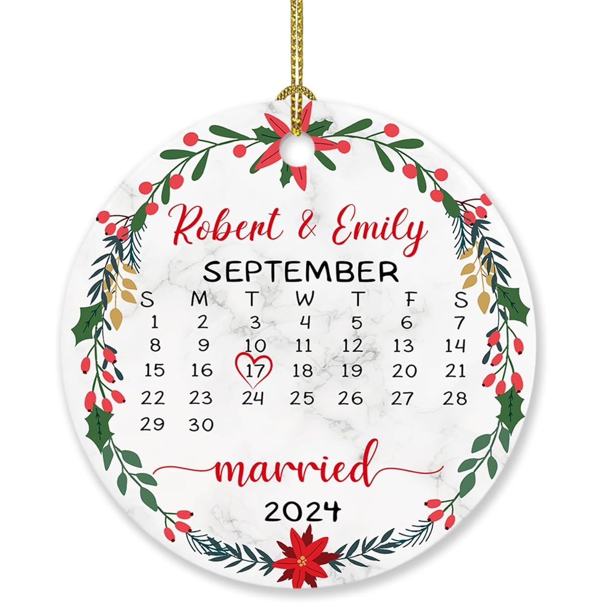 Just Married Ornaments Christmas Personalized Calendar Wedding Ornaments for Date/Anniversary/Christmas Custom Wedding Ornaments Date/Couple/Name Ornaments Gift Engagement