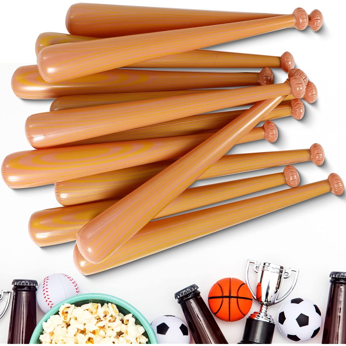6 Pcs Inflatable Baseball Bats Large 40 Inch Inflatable Toy Bat Baseball Party Favors Plastic Blow Up Baseball Bat Carnival Prizes Teen and Adult Pool Beach Sports Games Birthday Party Supplies