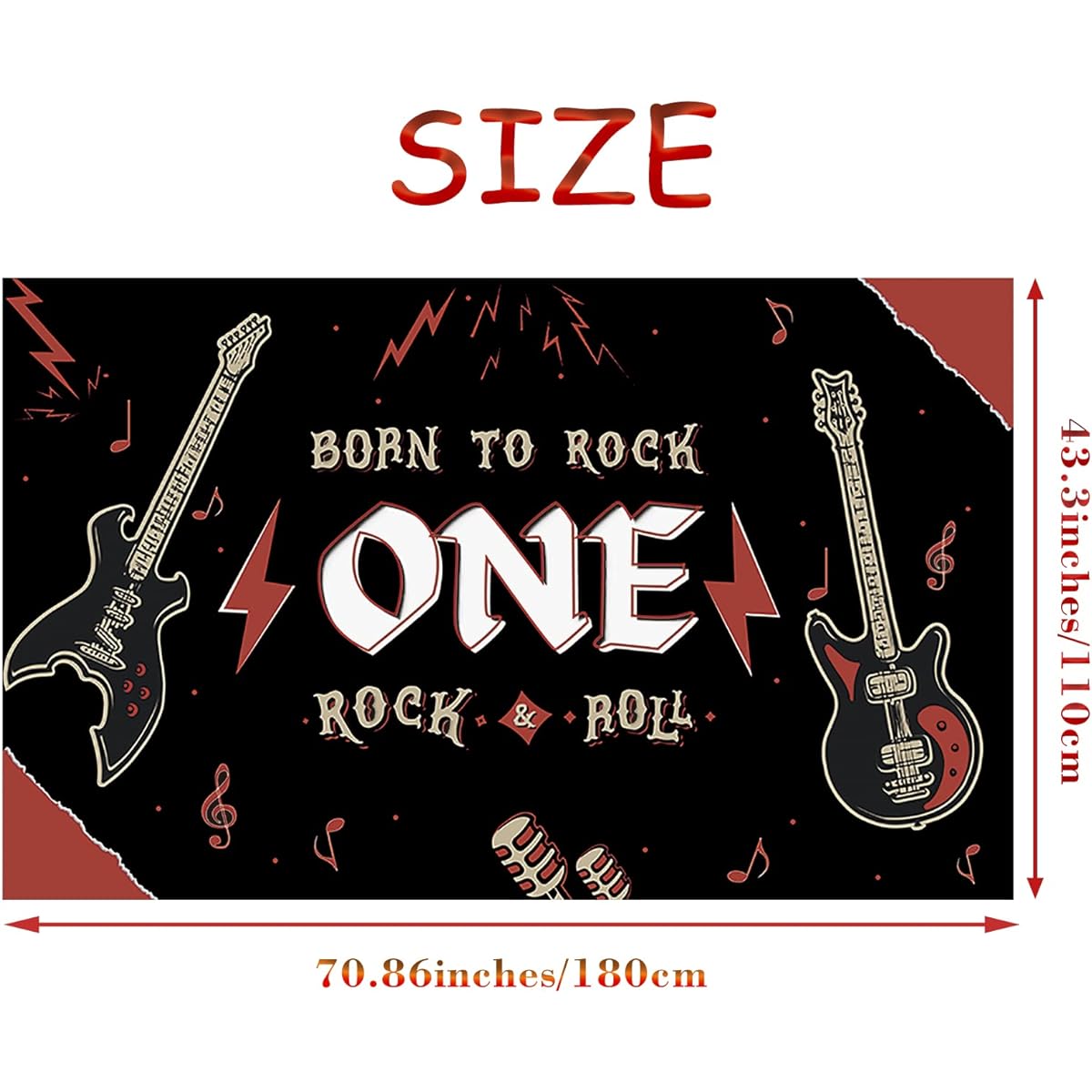 Crencis One Rocks 1st Birthday Decorations Large Creative One Rock Birthday Banner Background Rock and Roll 1st Music Theme Birthday Anniversary Party Supplies