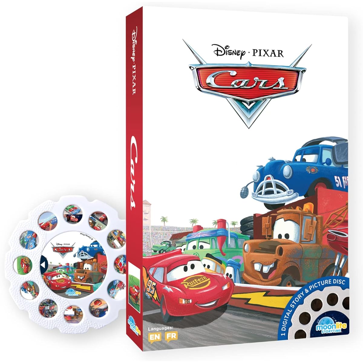 Moonlite Storytime Cars Storybook Reel A Magical Way to Read Together Digital Stories for Projector Fun Sound Effects Learning Gift for Kids Ages 1 and Up