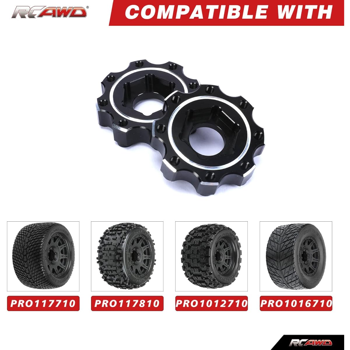 RCAWD Alloy Wheel Hex Adapter 1/8 8x32~17mm PRO635600 Proline Series Wheel Tire Upgrade Parts
