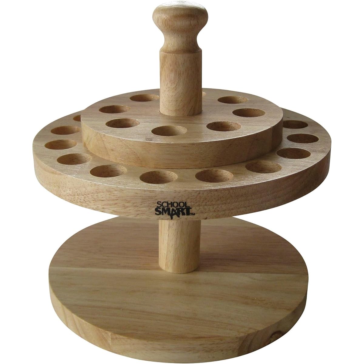 School Smart 1498082 Scissor Turnable Round Oak Wood Stand