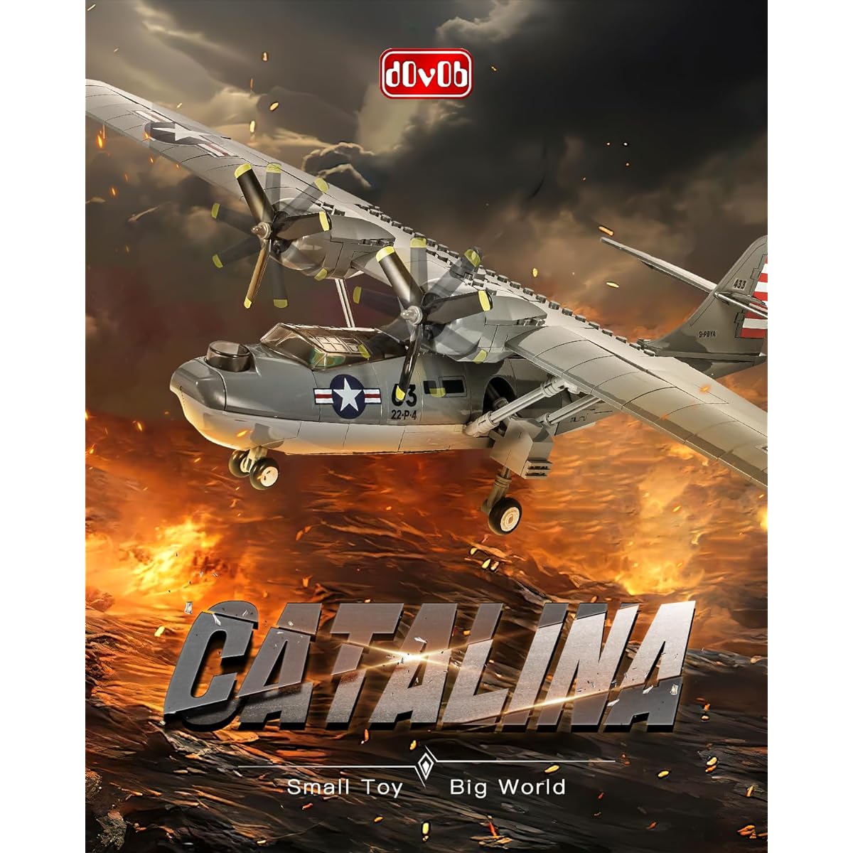 dOvOb Military PBY Catalina Fighter Plane Building Blocks Set (364 Pieces) WW2 Army Airplane Toys Gift for Kids and Adults