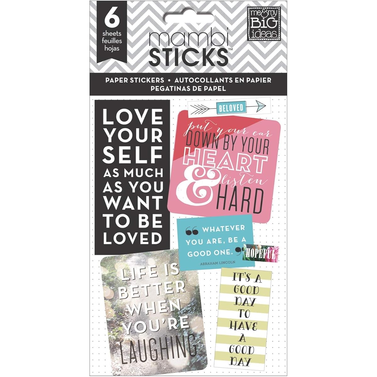 Me & My Big Ideas Pocket Pages Clear Stickers 6 Sheets/Pkg-Love Yourself by Me & My Big Ideas