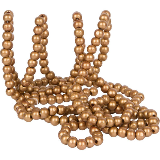 Vintage Style Gold Wood Bead Garland Christmas Tree Holiday Decorations 9ft