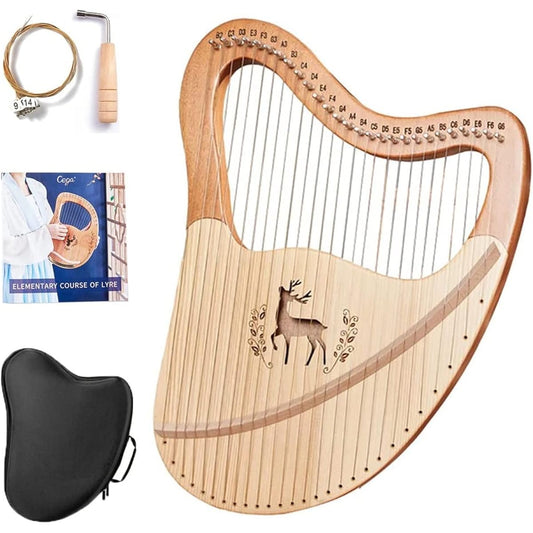 WowZza Lyre Harp, Metal Stringed Instrument with Eva Bag, Tuning Wrench, Spare Strings, for Beginner Music Lovers Adults, 24 Strings/-/27 Strings