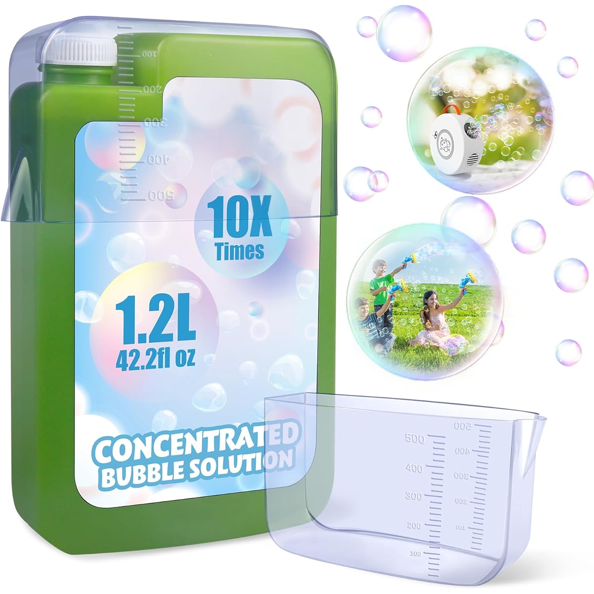 Bubble Concentrate for Bubble Machine, 1.2L/44oz, Bubble Refill for Kids, Bubble Solution Refill for Bubble Gun, Giant Bubble Wand, Bubble Gun Blower, Birthday Party Favors