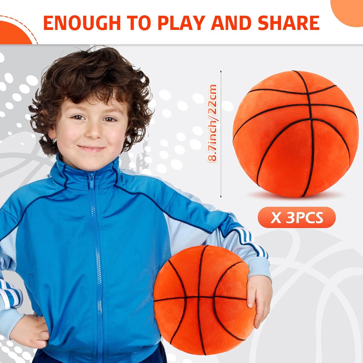 Harrycle 3 Pieces Plush Basketball Cushion Soccer Cushion Soft Plush Sports Ball Cushion Basketball Soccer Stuffed Pillow Room Decor for Kids Teens, 7.87 Inch (Basketball)