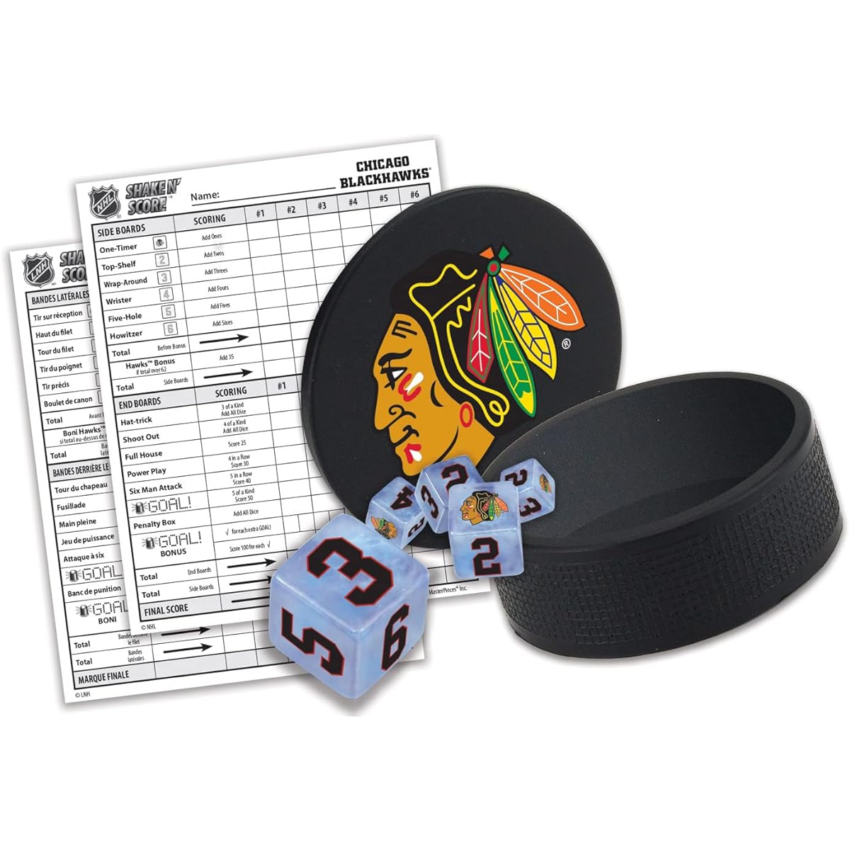 (Chicago Blackhawks) - MasterPieces NHL Chicago Blackhawks Shake n' Score Dice Game