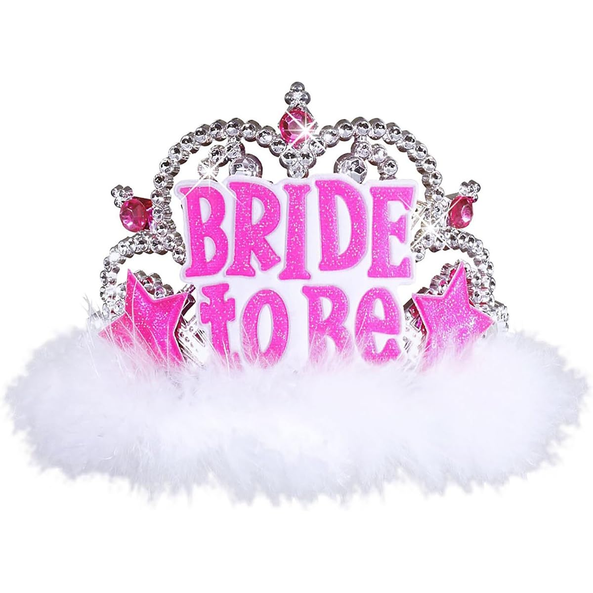 Bride to Be Tiara White Marabou Accessories for Fancy Dress