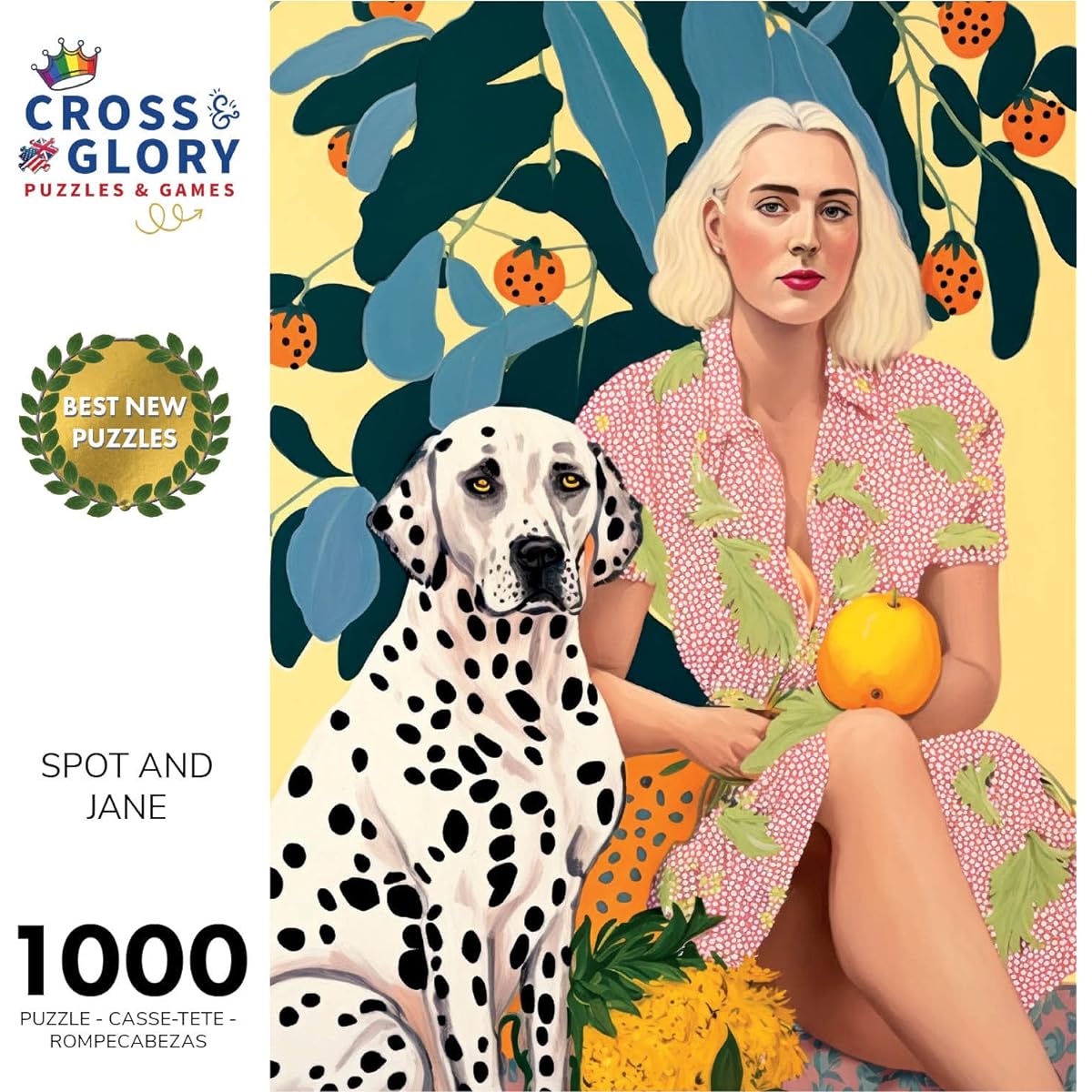 Spot and Jane 1000 Piece Jigsaw Puzzle by Cross & Glory - Woman and Dog Artwork - Perfect for Dog Lovers and Puzzle Enthusiasts - Great Gift