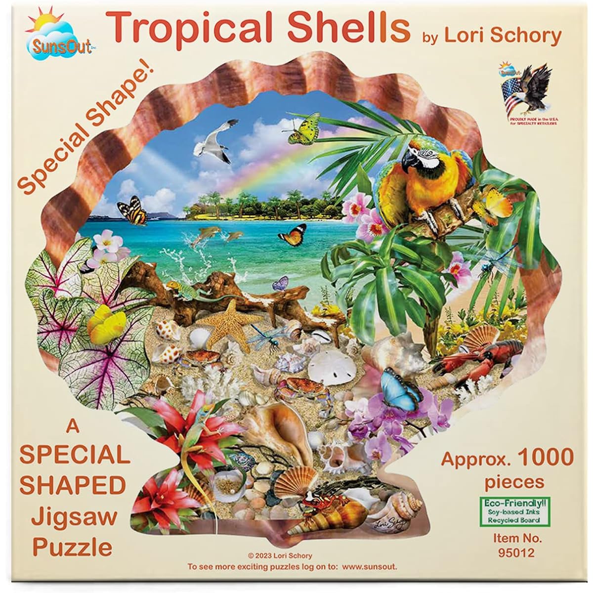 SUNSOUT INC Tropical Shells 800 Piece Special Shape Jigsaw Puzzle Artist: Lori Schory Finished Size 27.25" x 27.1" MPN# 95012