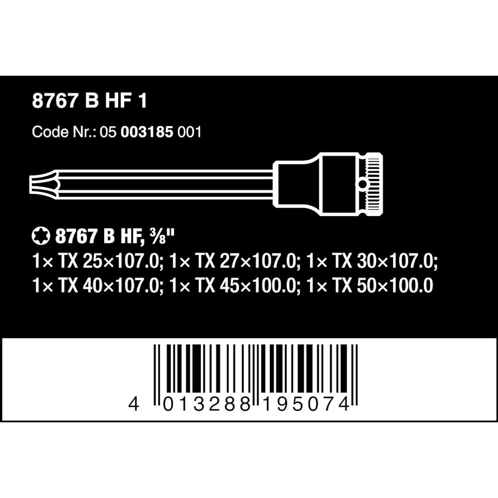 Wera 05003185001 | Torx Bit Socket 8767 B HF 1 3/8" Holding Function 6 Piece Set [Regular Japanese Import Product]