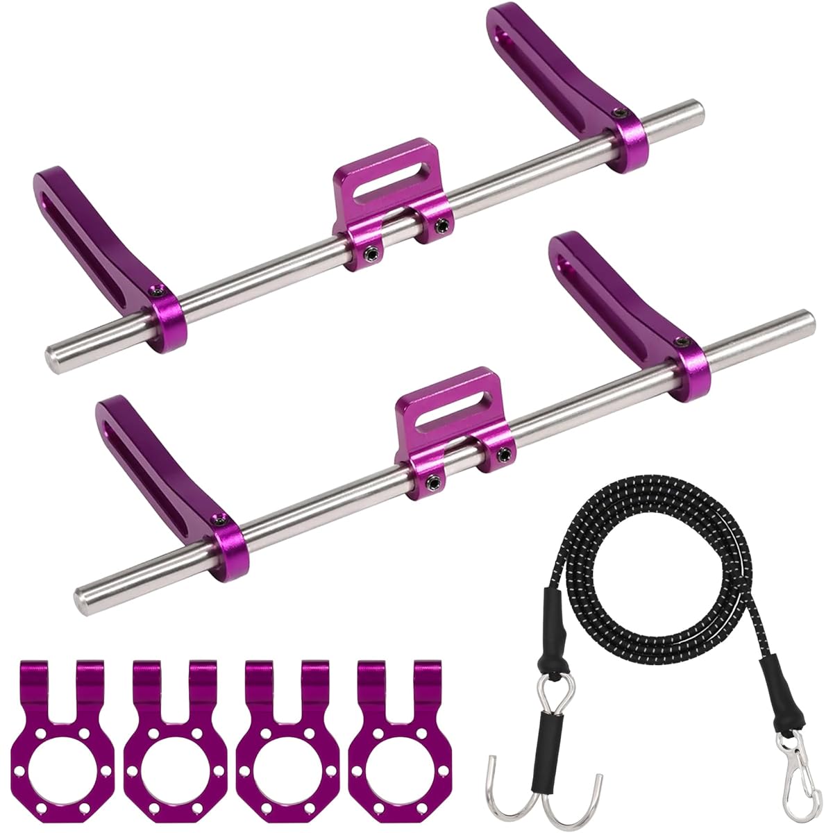 AMK RC Bumper, Aluminum Alloy Modular 1/10 RC Crawler Bumper with Modular Fairlead D-Ring Tow Straps for 1/10 RC Crawler TRX4 SCX10 Gspeed Power Wagon Body DIY (Purple)