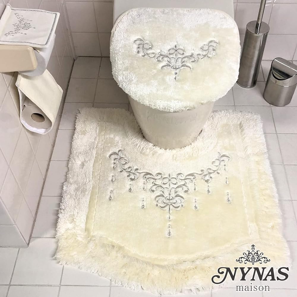 Senko NYNAS Shanti 2 Toilet Mat Approx. 70 x 70cm Platinum Rhinestone Elegant 36391
