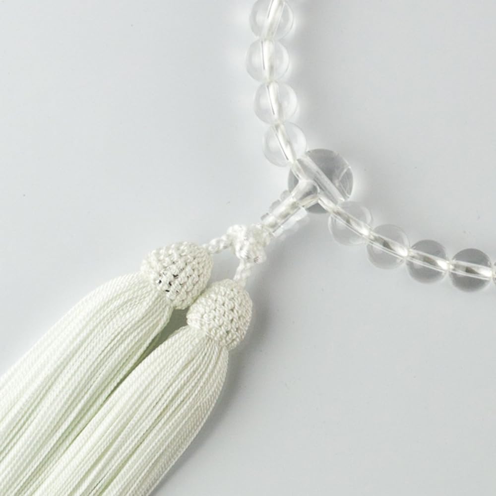 Sato Funeral Crystal Prayer Beads Shofu Head (White) For Women Can be used by all denominations Made in Kyoto ``Comes with a carrying pouch'' ``Includes a prayer bead sleep case'' ``One year prayer beads repair guarantee''