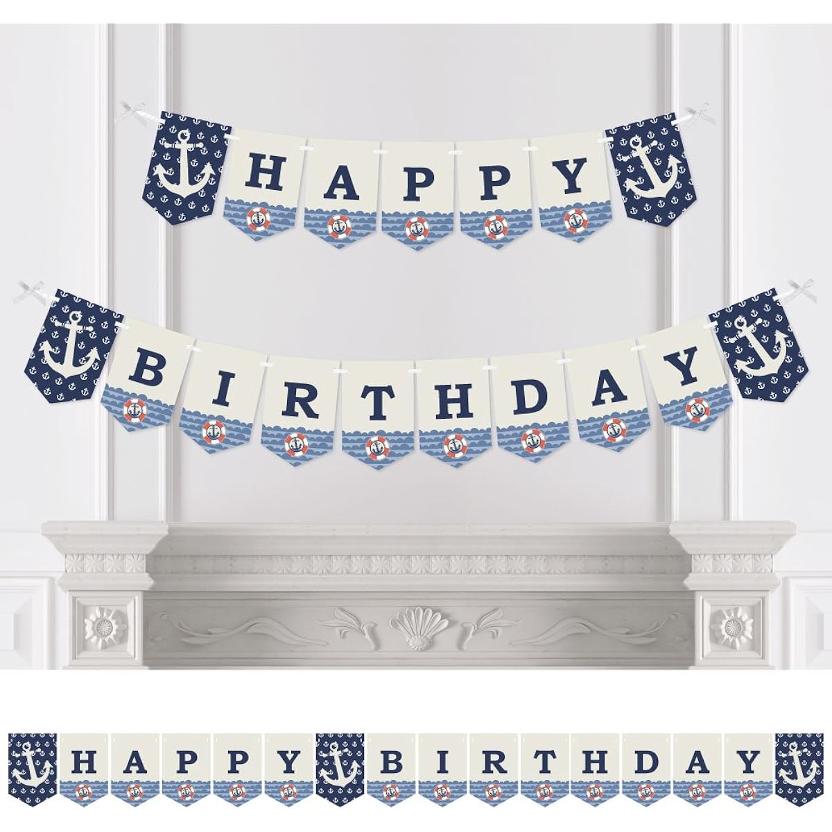 Ahoy - Nautical - Birthday Party Bunting Banner - Anchor Party Decorations - Happy Birthday