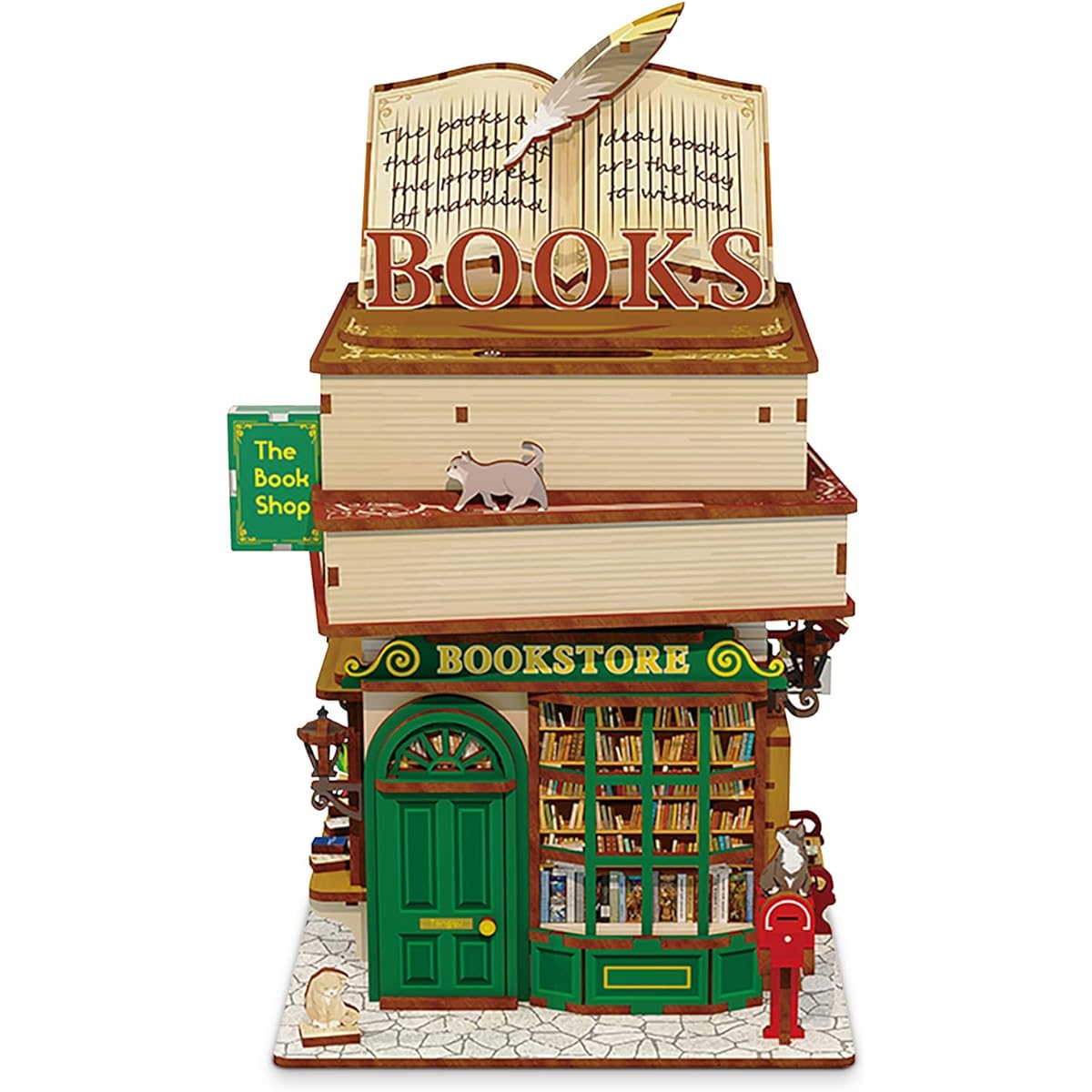 GuDoQi DIY Miniature Dollhouse Kit, Tiny House Kit, Wood Craft Kit, Perfect Handmade Craft Gift for Birthday/Halloween/Thanksgiving/Christmas/Wooden Time Bookstore