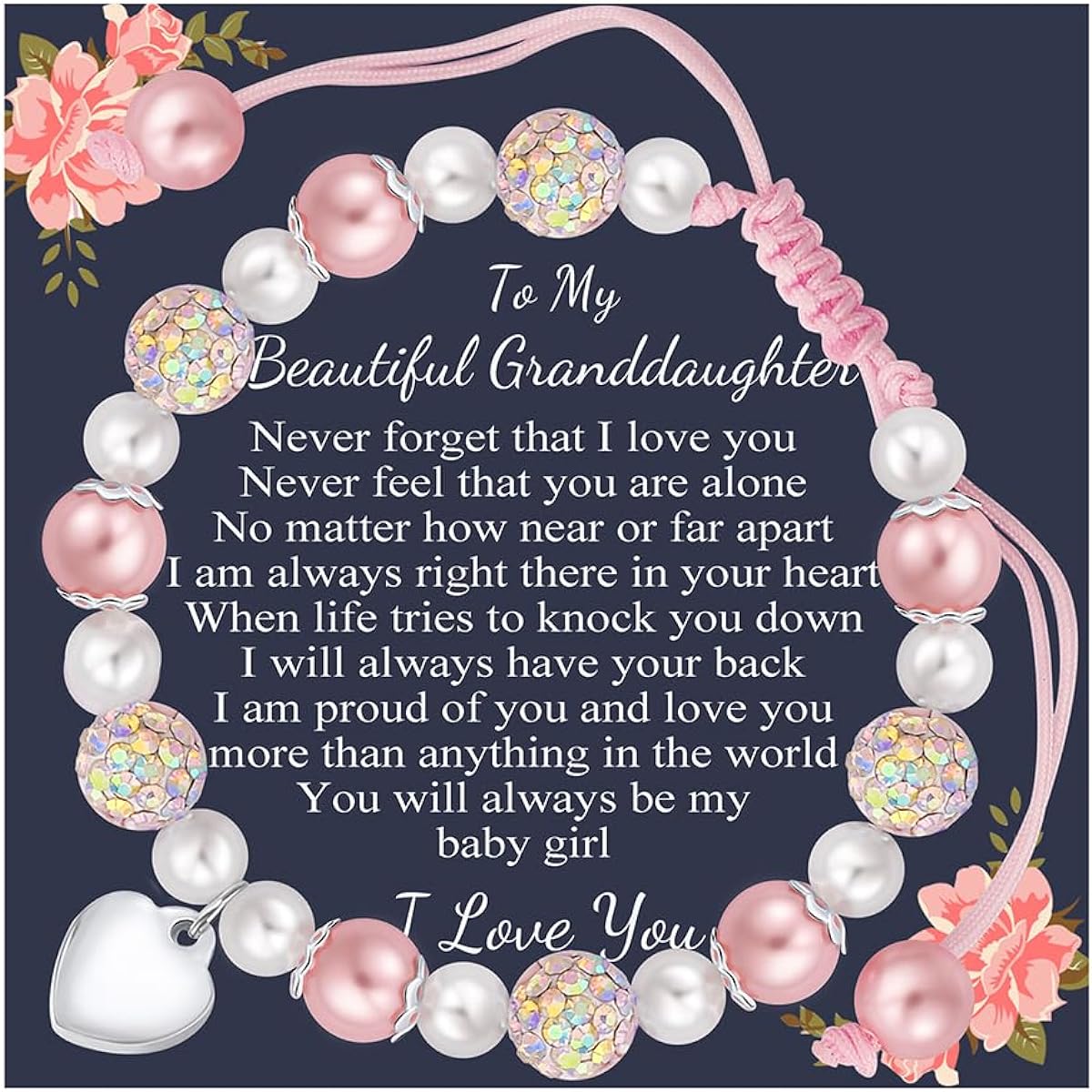 Sam & Molly Pink Rhinestone Bracelet for Little Girls, Granddaughter, Niece, Sweetheart, Birthday, Christmas, Easter Gift for Teen Girls