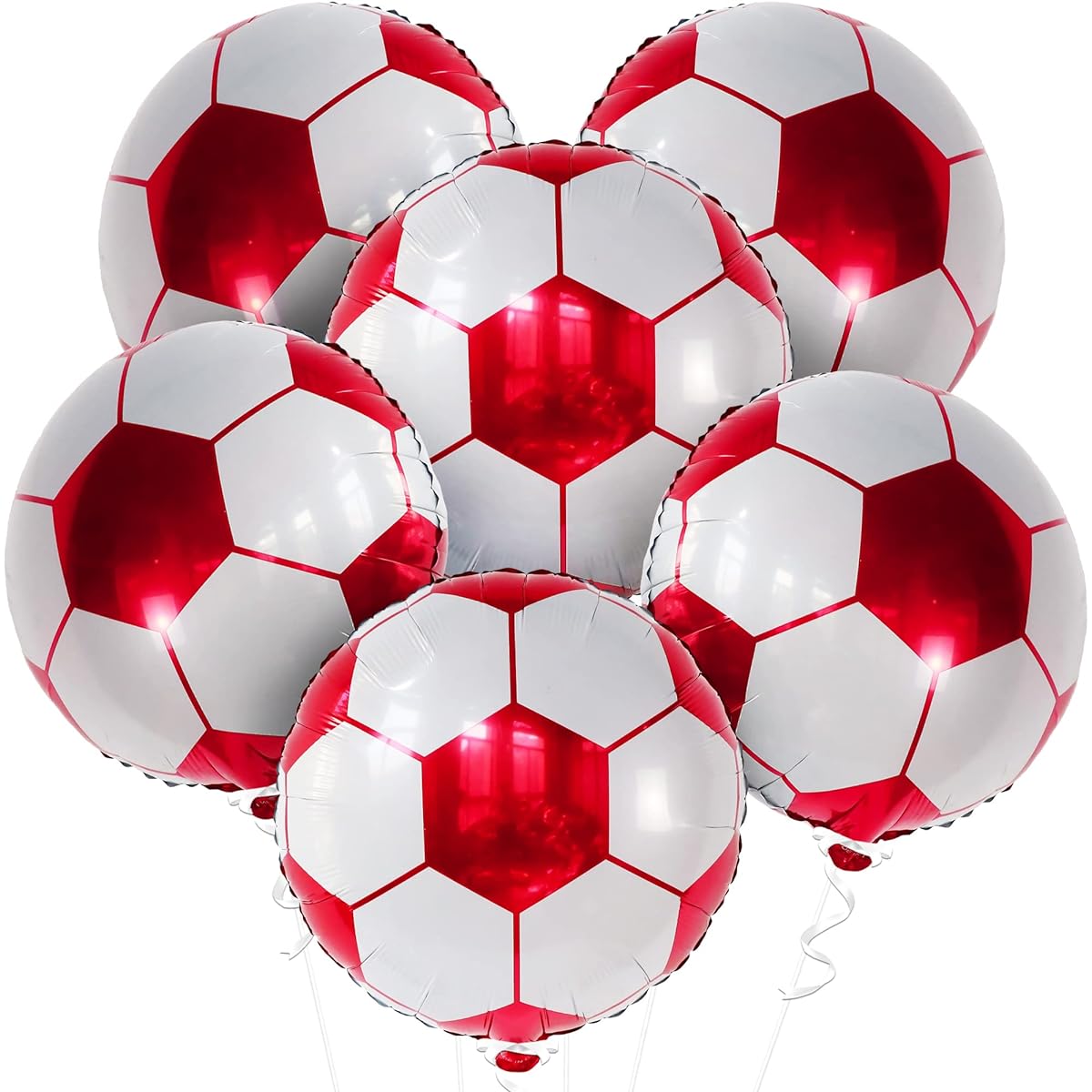 Red soccer foil balloons, pack of 6