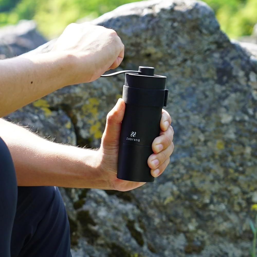 Zebrang Outdoor Camping Stainless Steel Coffee Mill Stainless Steel Cutter ZB-CMS-B Coffee Capacity 20g Coffee Grinder Stainless Steel Blade Adjustable Coarseness Hand Grind Portable Fast