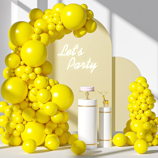 110pcs Yellow Balloons 18/12/10/5inch Garland Kit Latex Balloons Different Size Pack for Birthday Halloween Graduation Baby Shower Father's Day Party Decorations