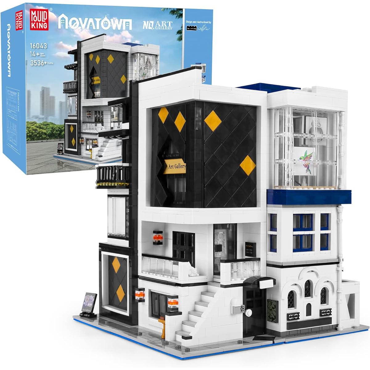 Mould King 16043 Art Gallery Building Kit Toy Building Blocks Street View with Lights Construction Set for Ages 8+ Adult Collection Lovers Gifts (3536 Pieces)