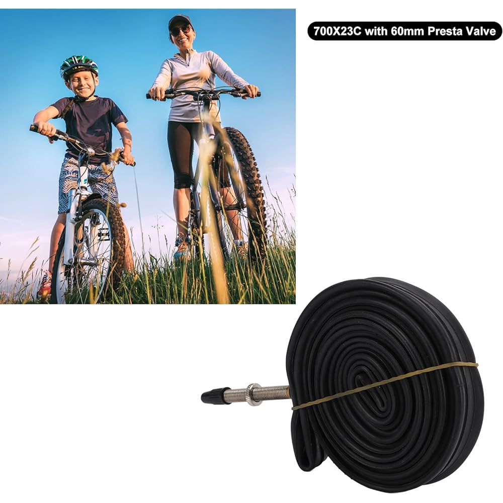 Presta Valve Bike Inner Tube 700x23c Inner Tube 2 Pack Sealing with 2 Tire Levers Road Bike