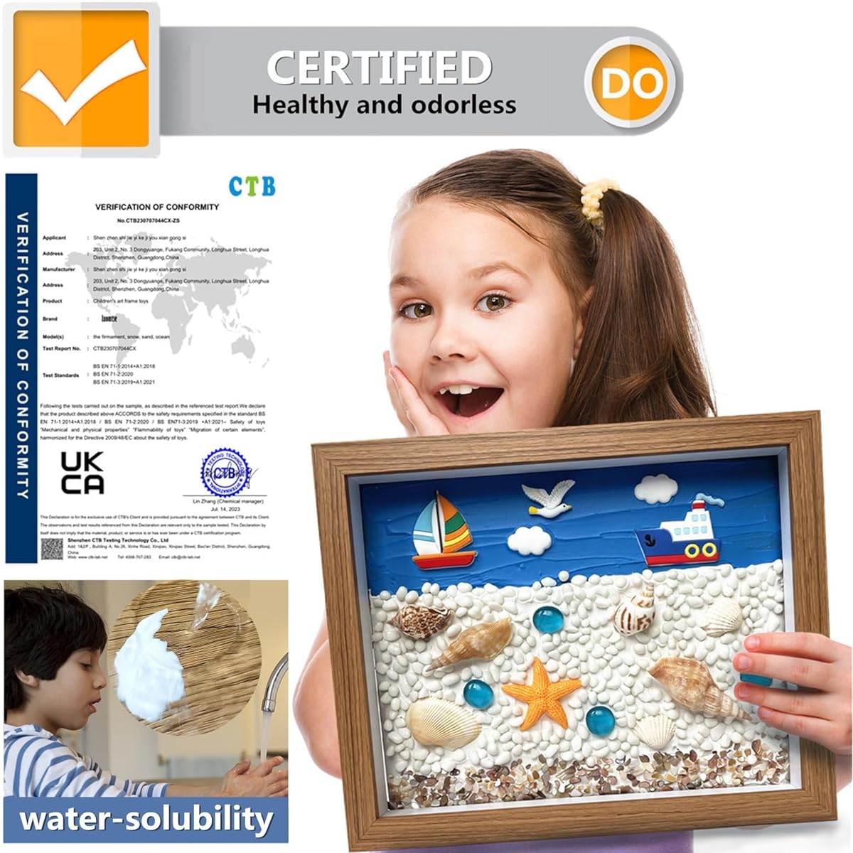 LUOMTSE Crafts for Kids, Kids Marine Souvenirs Craft Gifts Craft Activity Kits Creative Activities Cartoon Decorative Painting Yacht Seashell DIY Creative Art Toys