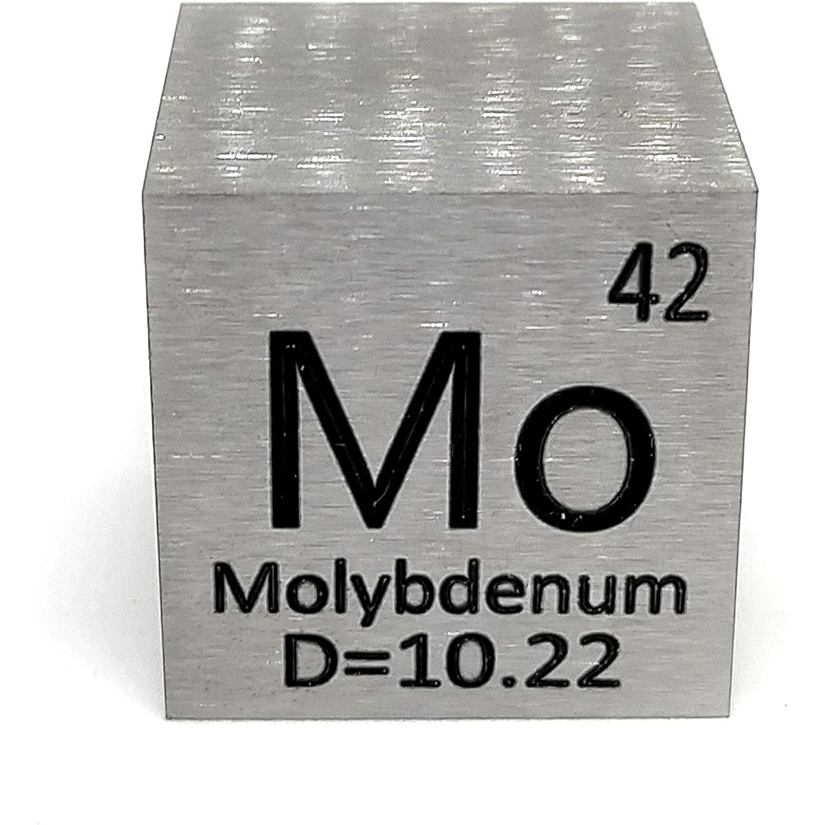 Elemental specimen Molybdenum Mo (25mm cube, stamped A, normal surface)