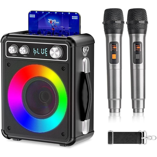 , Home Use, Karaoke Microphone, Loudspeaker, Bluetooth 5.0 PA Set, Small Karaoke Machine, Portable Speaker, AUX/USB/TF Compatible, Suitable for Home Parties/Meetings/Speeches/School Events/Seminars/Outdoor Activities, Japanese Instruction Manual Included