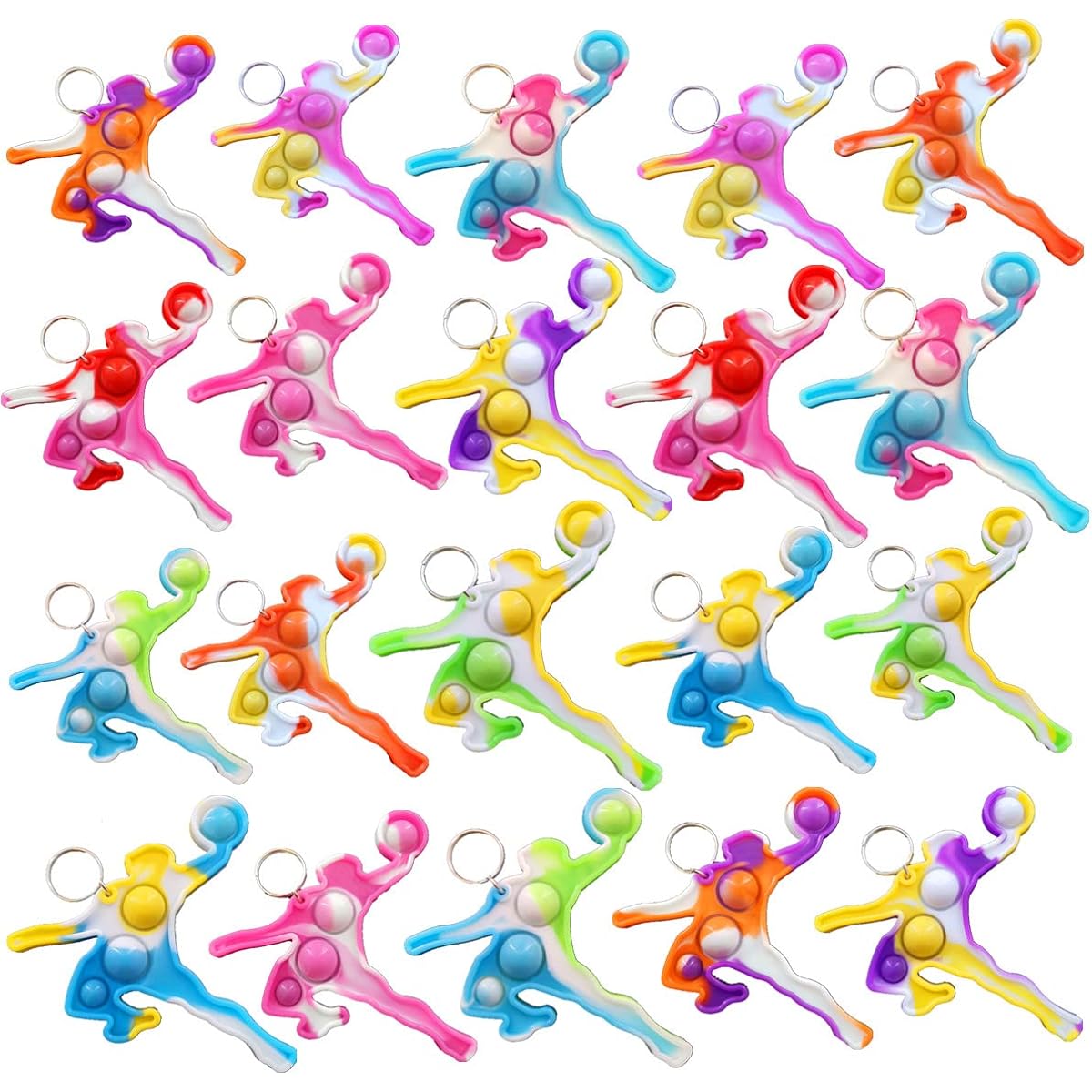 Roaqua 100 Pack Basketball Mini Pops Fidgets Autism Special Needs Squishy Sensory Party Favors Gifts for Family, Adults, Kids