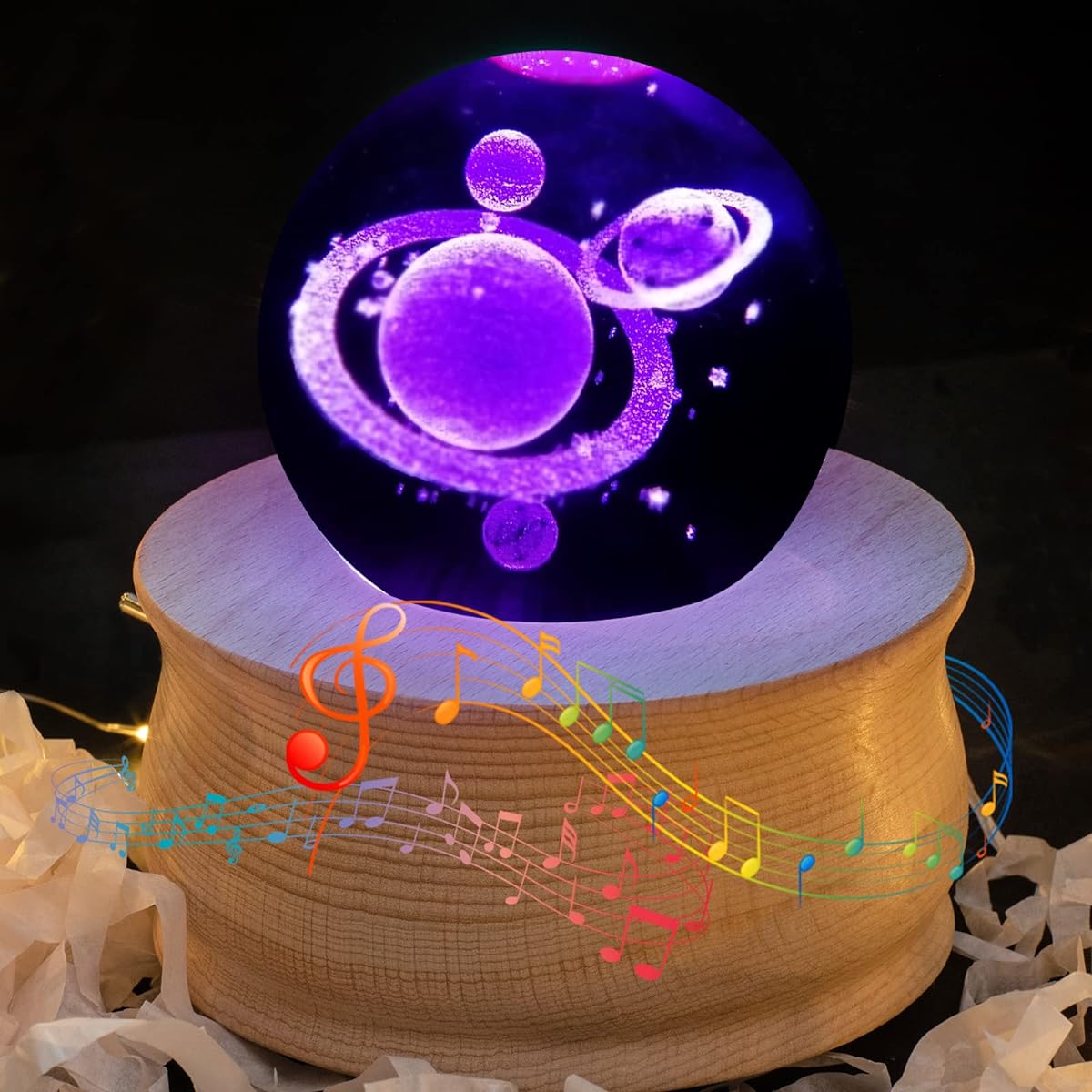 NEPIVEL Music Box, 3D Crystal Ball Music Box, RGB Light Projection, Rotating Night Light, Room Decoration, Gift for Girls/Women/Kids/Mom/Birthday/Valentine's Day/Christmas