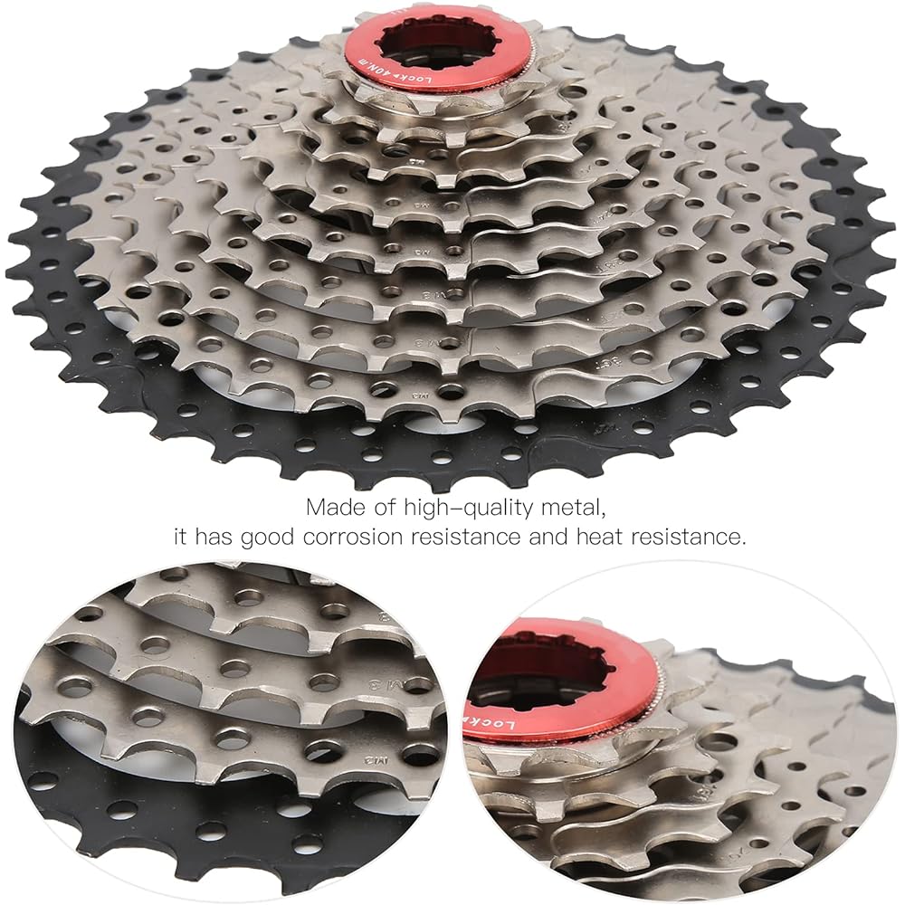 Bike 9 Speed Cassette Corrosion Resistant 11‑42T Mountain Bike Freewheel Cassette Sprocket Suitable for Mountain Bike Road Bike Durable Long Use
