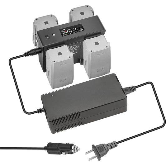 Hanatora Battery Home Charger & Car Charger with Switch for DJI Air 2S Mavic Air 2 Drones 5-in-1 Fast Charging Hub with Charging and Storage