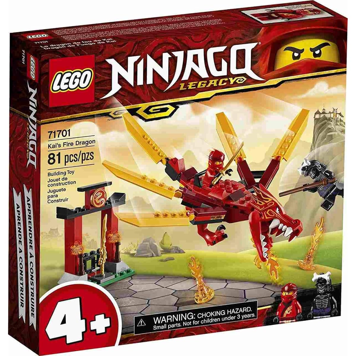 LEGO NINJAGO Legacy Kai’s Fire Dragon 71701 Dragon Toy Figure Building Kit, New 2020 (81 Pieces)