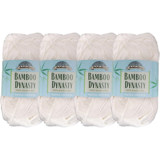 BambooMN Brand - 4 Skeins - White Lace Weight 100% Rayon From Bamboo Yarn - 50g/skein style B665 by BambooMN