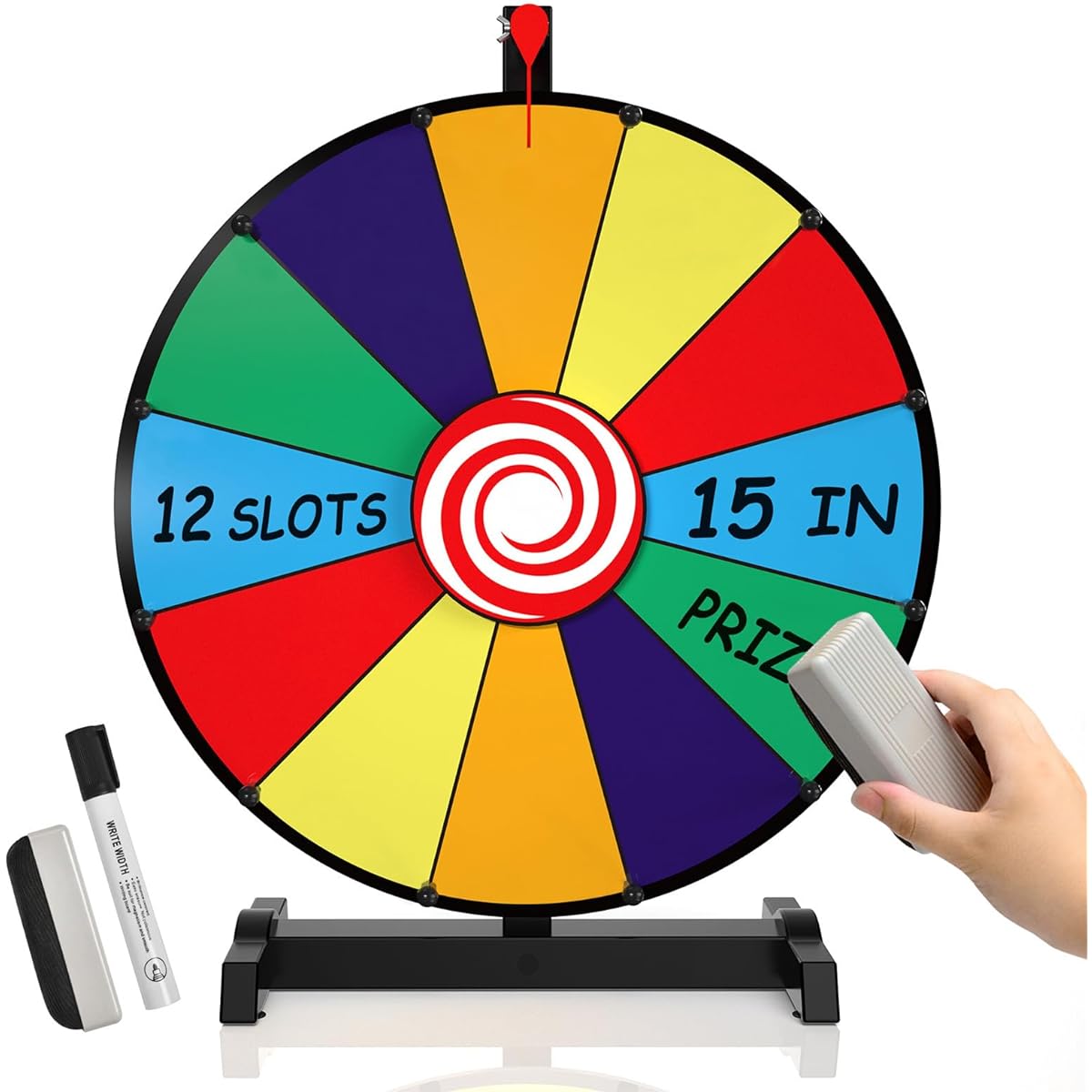 XvmeiMym 15" Spinning Prize Wheel 12 Slots Tabletop Spinner Heavy Duty Base Roulette Wheel for Carnival Trade Show Win Fortune Spin Game