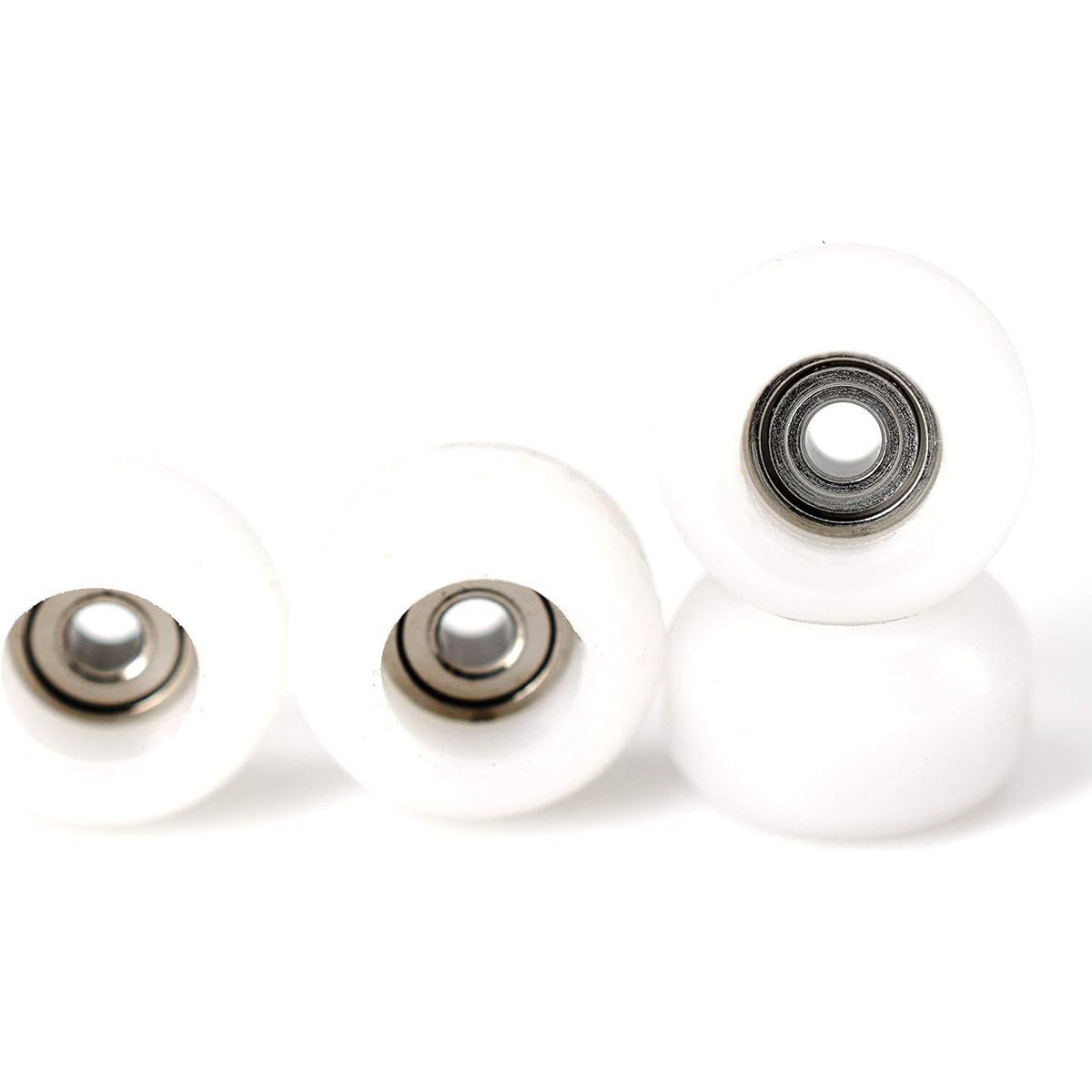 Teak Tuning CNC Polyurethane Fingerboard Bearing Wheels, White, Set of 4, Durable Material with Hard Durometer