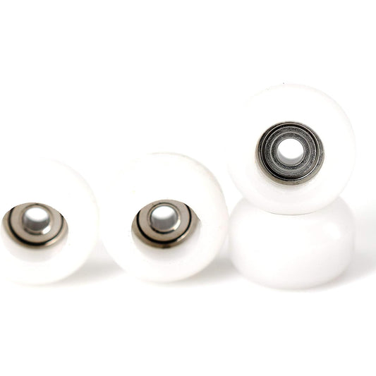 Teak Tuning CNC Polyurethane Fingerboard Bearing Wheels, White, Set of 4, Durable Material with Hard Durometer