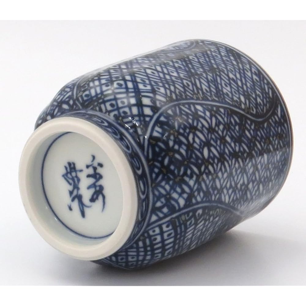 Kyoto ware Kiyomizu ware Shiho kiln set teacup Shozui (blue red) A4-2
