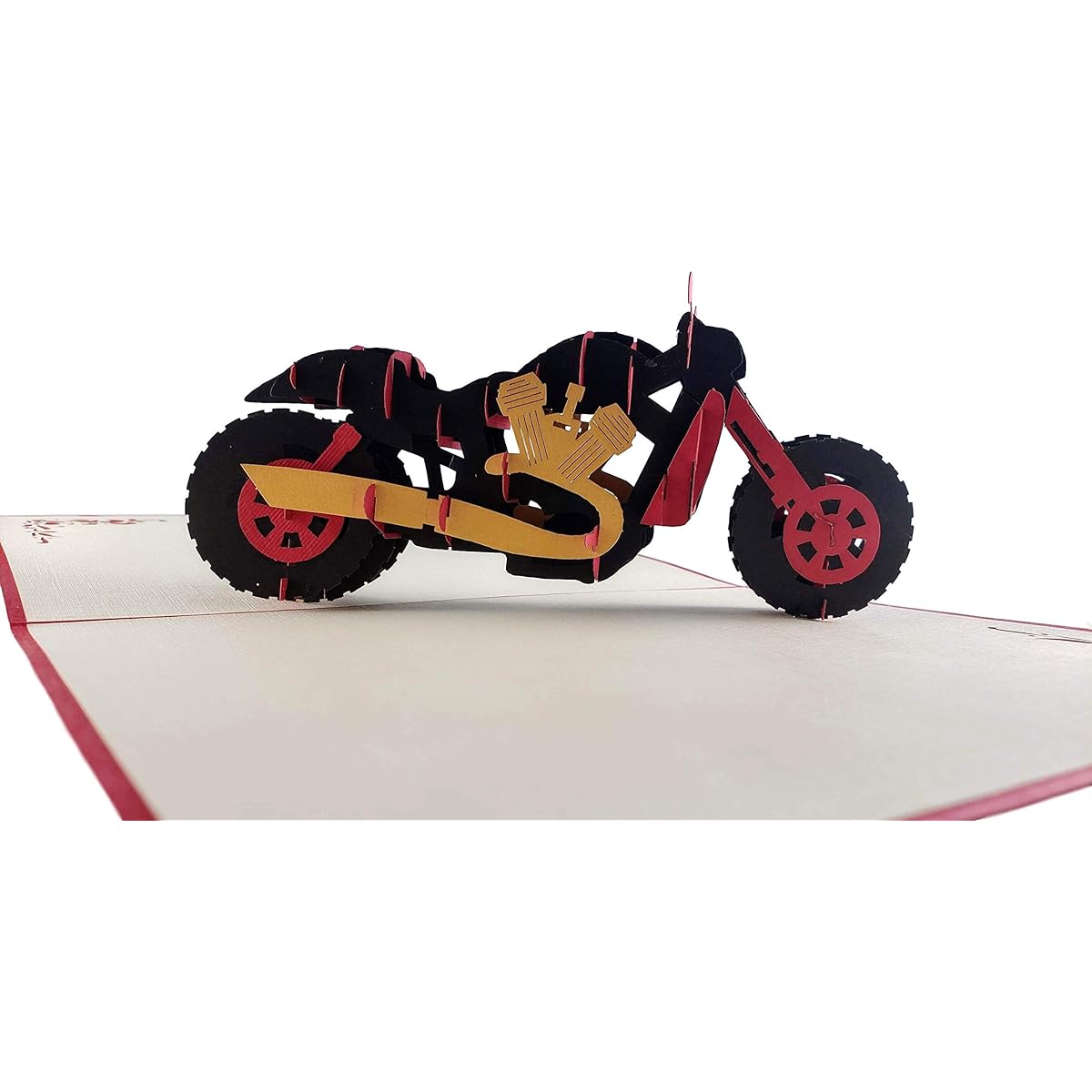iGifts And Cards Fancy Red Motorcycle 3D Pop Up Greeting Card - Happy Birthday for Men, Great Retirement Gifts, Cool Office Birthday Gift, Fun Father's Day, Sports Adventure, Achievement Graduation