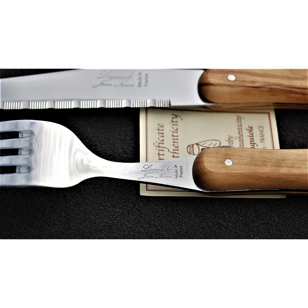 Raieur Olive Handle Dinner Knife and Fork Set in Gift Box
