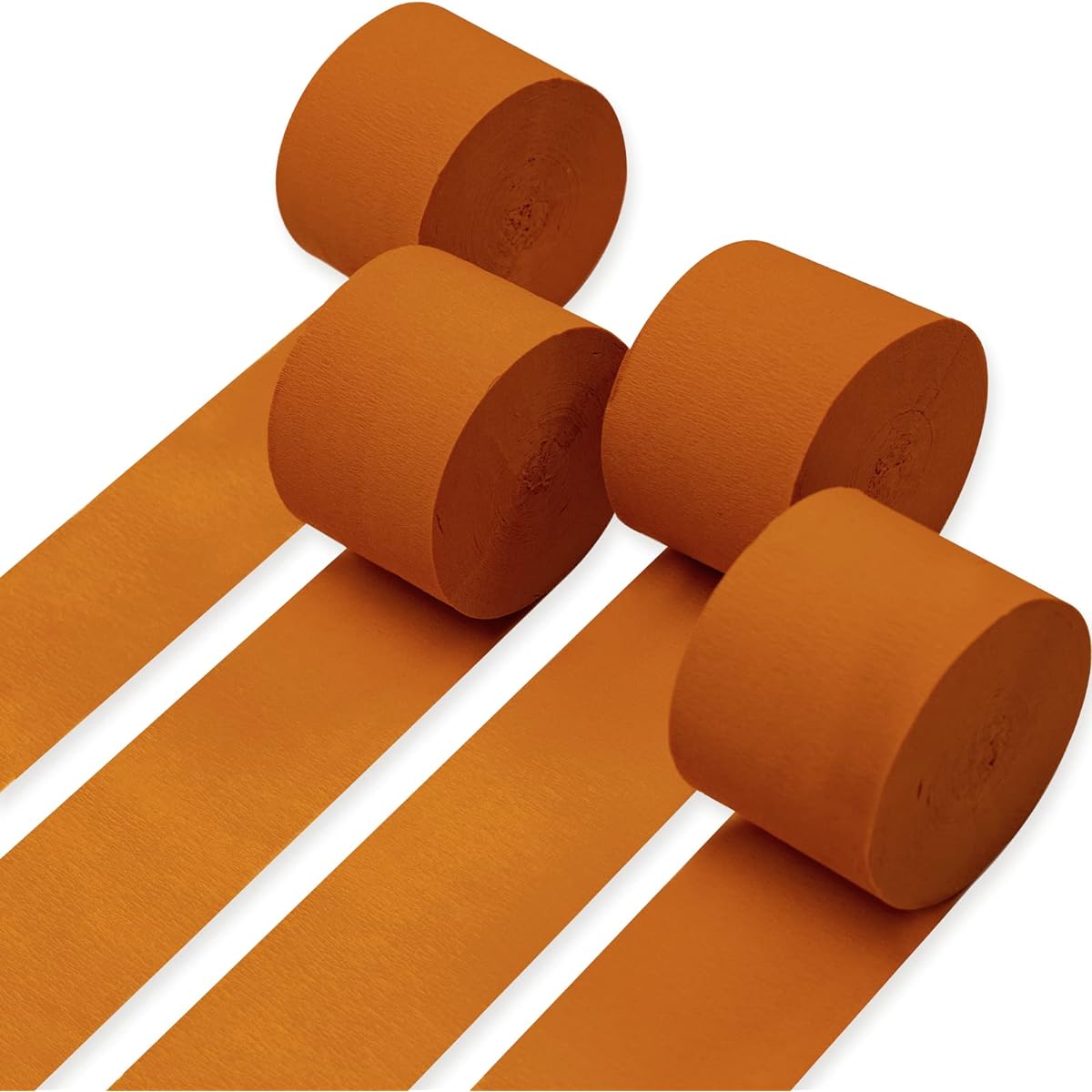 PartyWoo Crepe Paper Streamer 4 Rolls 328ft Retro Deep Orange Crepe Paper for Party Decorations, Wedding Decorations, Birthday Decorations, Baby Shower Decorations (1.8" x 82ft/Roll)
