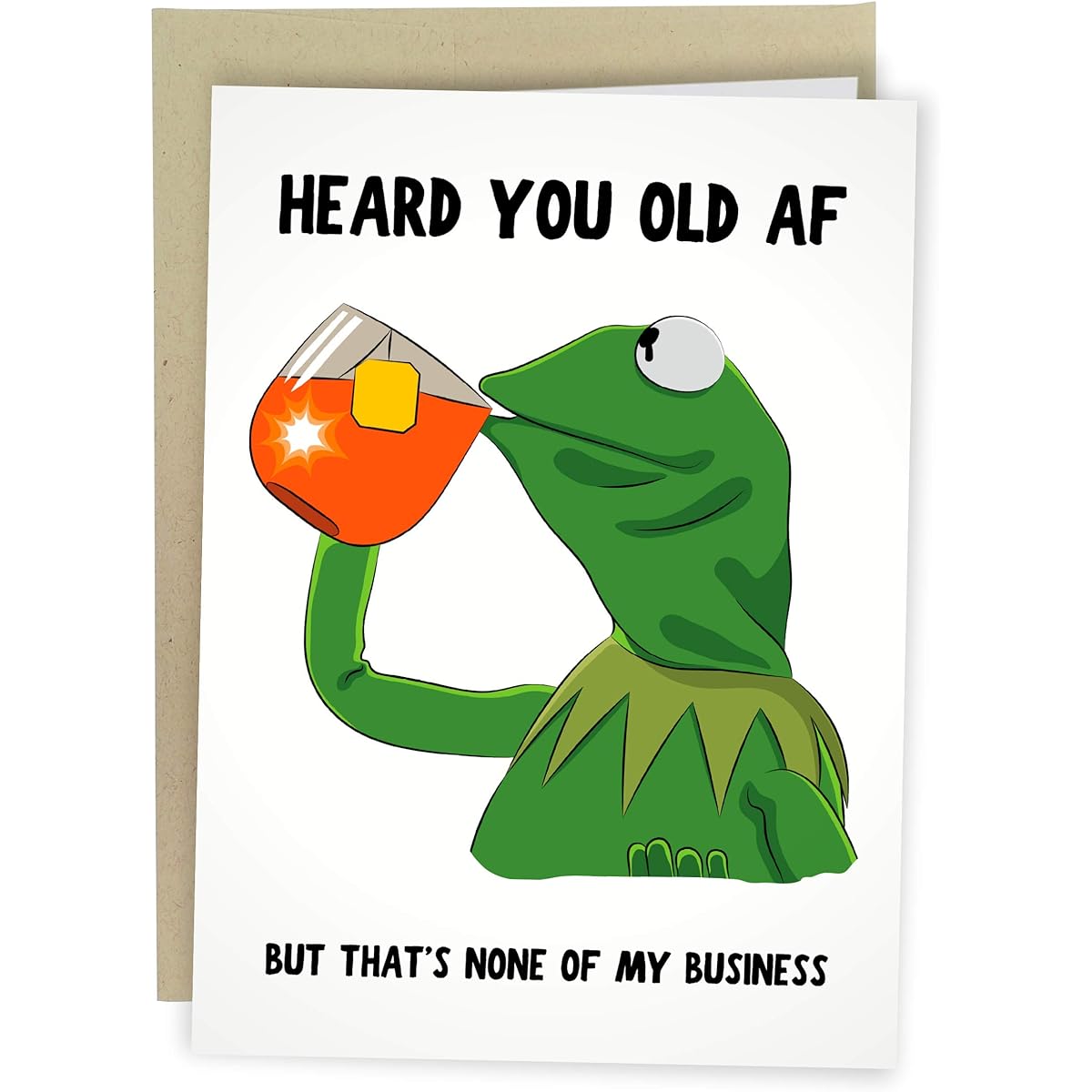 Sleazy Greetings Funny Kermit Meme Birthday Card For Him Or Her | 30th 40th 50th Birthday Card | Kermit Old AF Card