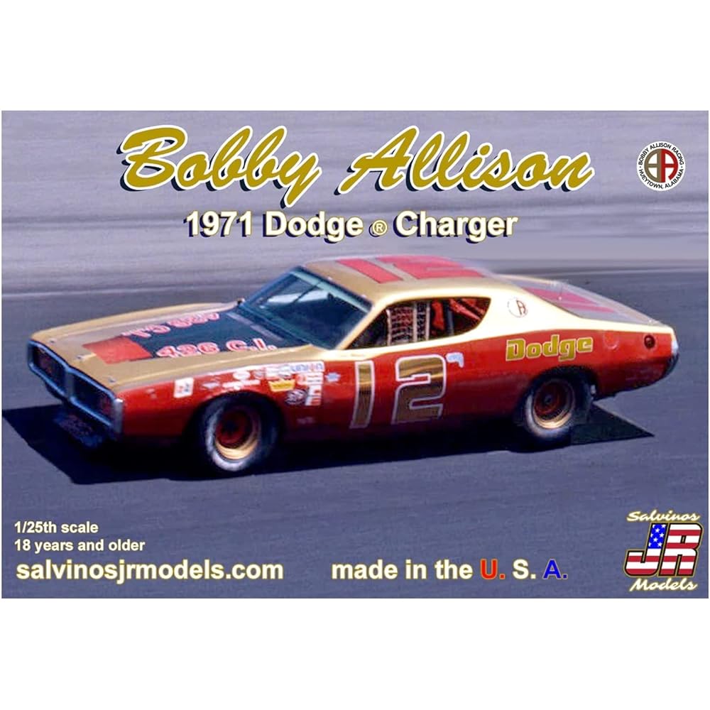 Salvinos J.R Model 1/25 NASCAR 1971 Dodge Charger Bobby Allison Plastic Model SJMBADC1971D