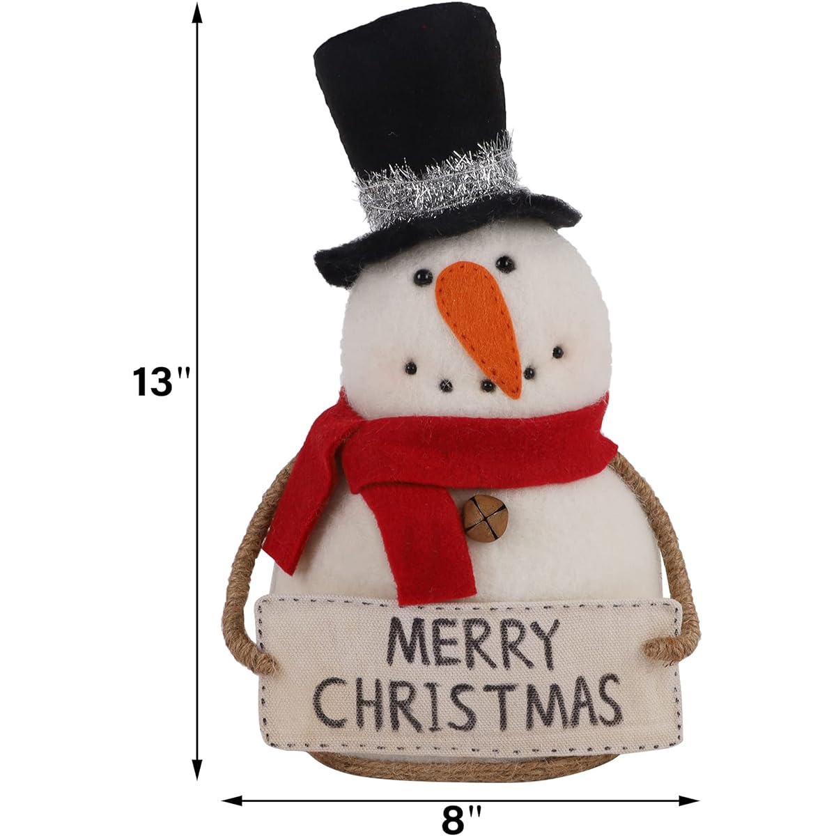winemana Christmas Table Decorations 13" Snowman with Red Scarf & Top Hat, Merry Christmas Plush Snowman Holiday Tabletop Decor for Indoor Home Kitchen Office Room Christmas Gifts