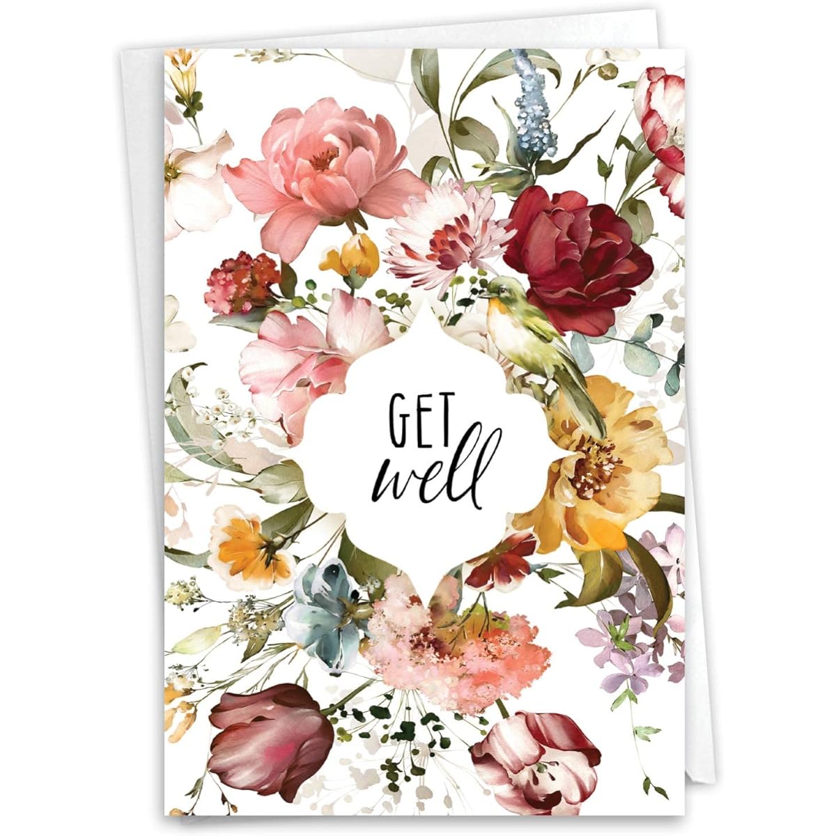 NobleWorks Get Well Greeting Card with 5 x 7 Inch Envelope (1 Card) Be Well Soon-White C10350GGWG