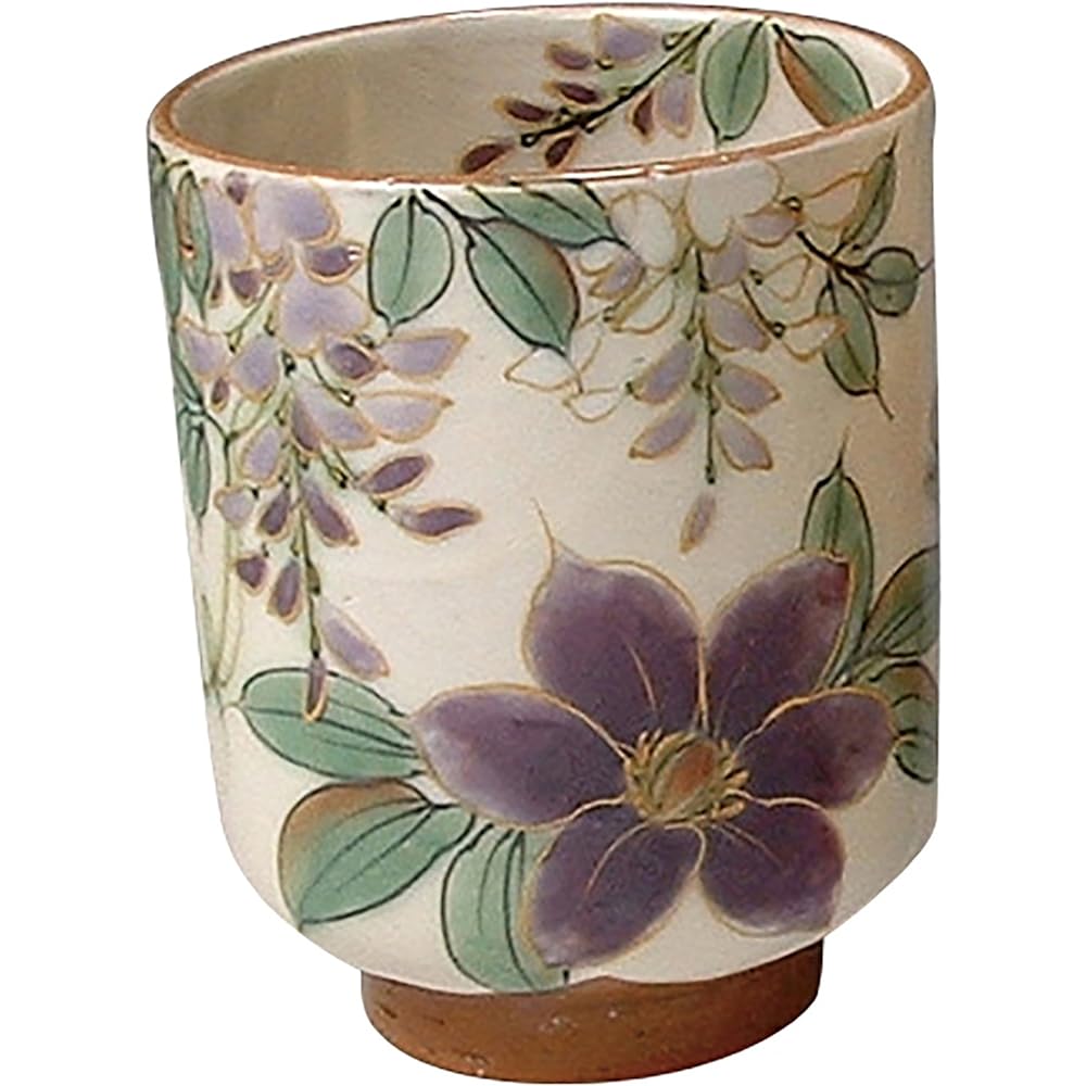 Kyoto ware, Kiyomizu ware, pottery kiln, set teacup, white, colored flowers KTA217